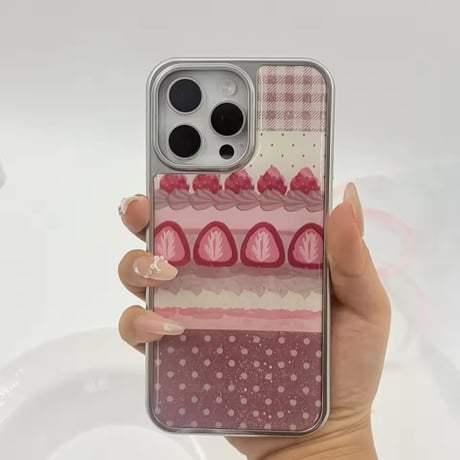 S75443ストラップ付きストロベリーケーキデザインiPhoneケース