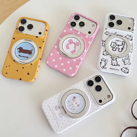 K23177 くるくるアニマル 回転リング付きiPhoneケース