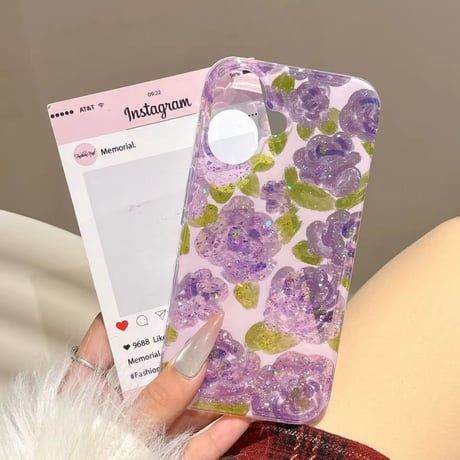 S74669 きらめきフラワーグリッターiPhoneケース