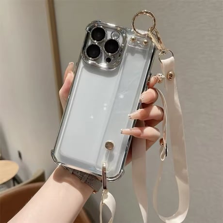 K22644 2wayストラップ＆スタンド クリアiPhoneケース