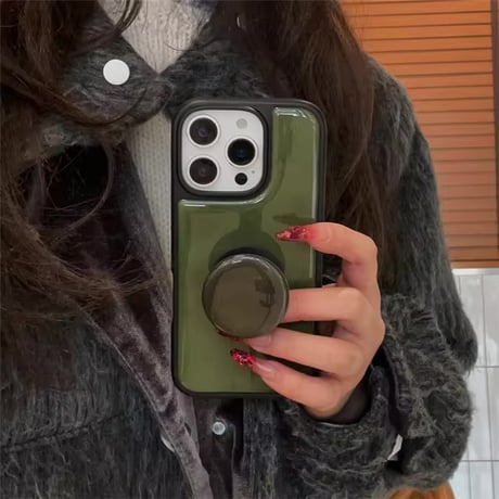 K22751 ミリタリーグリーンのスタンド付きiPhoneケース