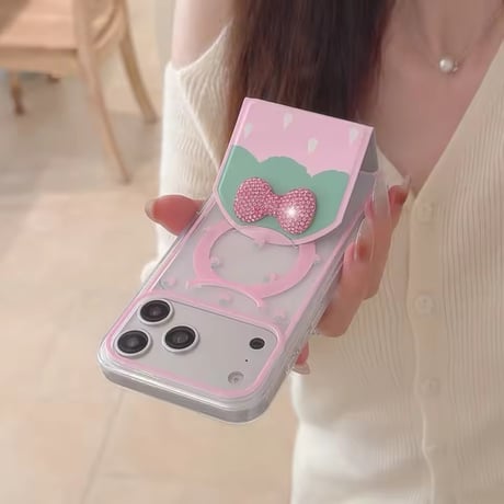 K23078 いちごリボンスタンドiPhoneケース