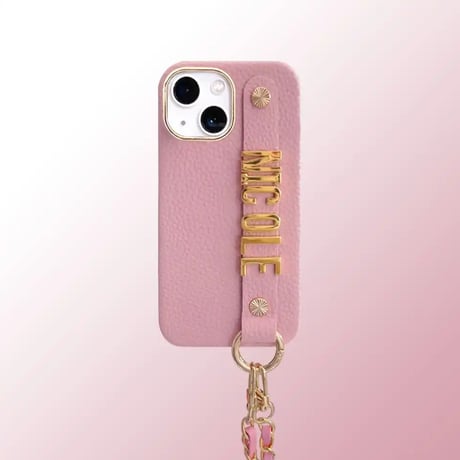 K22414  カスタムネーム ストラップ付きiPhoneケース
