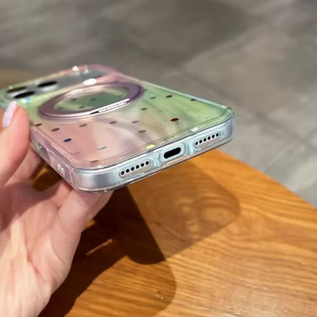 K23135 カラードットリングスタンドiPhoneケース