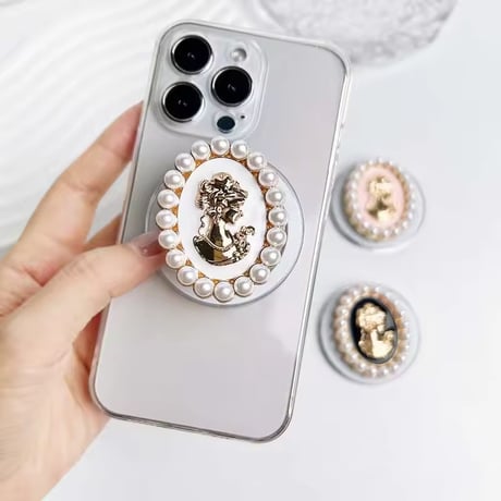 P0373 パールカメオ MagSafe対応スマホグリップ