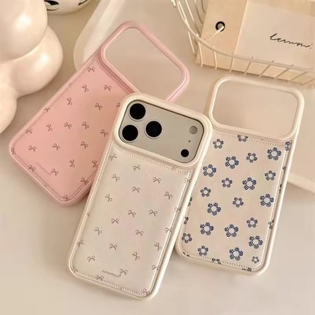 S75299 リボン＆フラワー パターンiPhoneケース