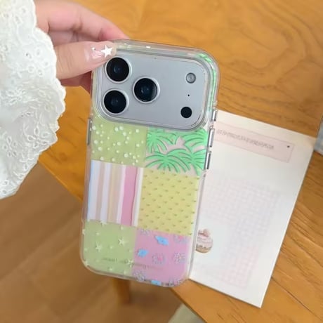 S75525 パステルパッチワークiPhoneケース