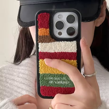 S74946 カラフルもこもこブロック iPhoneケース