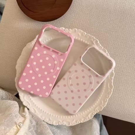 S75589 ピンクドットMagSafe対応iPhoneケース