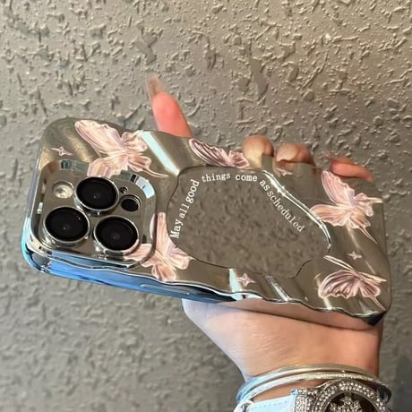 K22974 バタフライミラー マーブルiPhoneケース