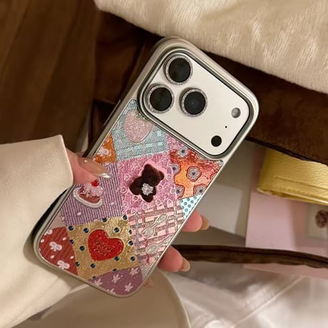 S75440 パッチワークハートベアiPhoneケース
