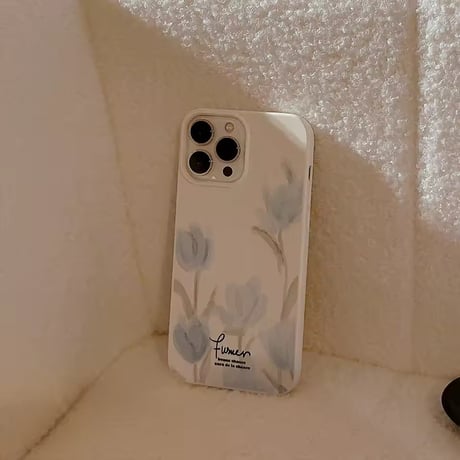 S75366 ブルーフラワー ナチュラルiPhoneケース