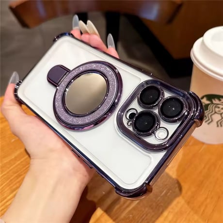 K23067 ミラーリングスタンド付きクリアiPhoneケース