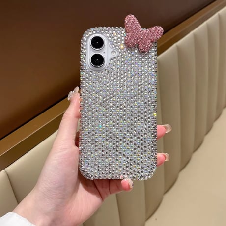 K22784 きらめきバタフライストラップ付きiPhoneケース