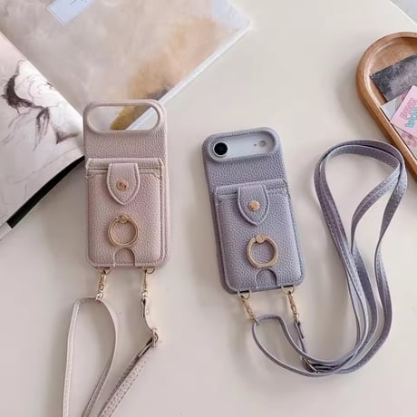 K22925 ミラー＆カードポケット付きショルダーiPhoneケース