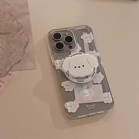 K23131 ぷくぷくパピー MagSafeグリップ付きiPhoneケース