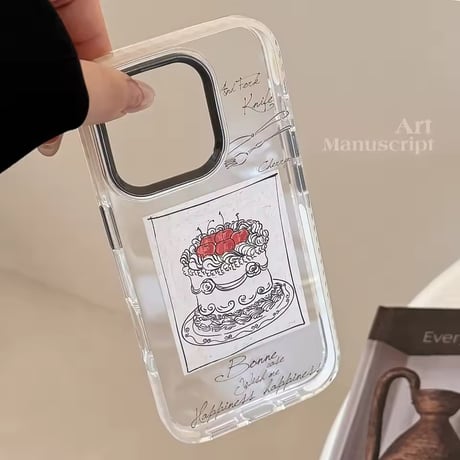 L62366 ケーキスケッチのクリア iPhoneケース