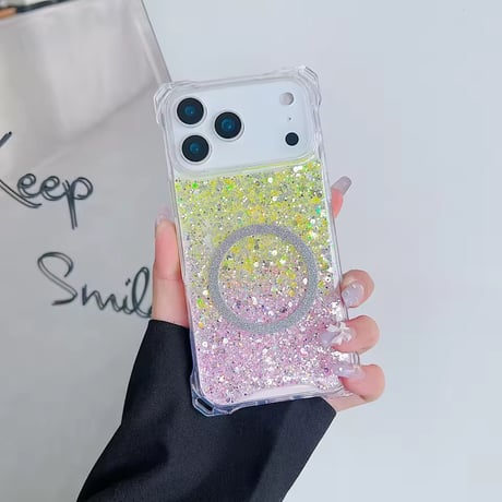 S74969 グリッターグラデーション MagSafe対応 iPhoneケース