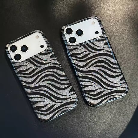 S75317 シルバーグリッター ゼブラiPhoneケース