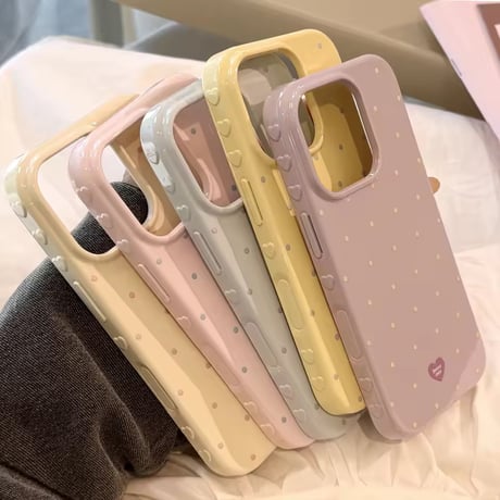 S75063 ドットハートパステル iPhoneケース