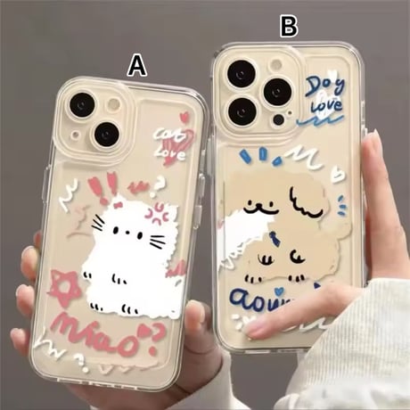S75365 ゆるかわドッグ＆キャット らくがきiPhoneケース