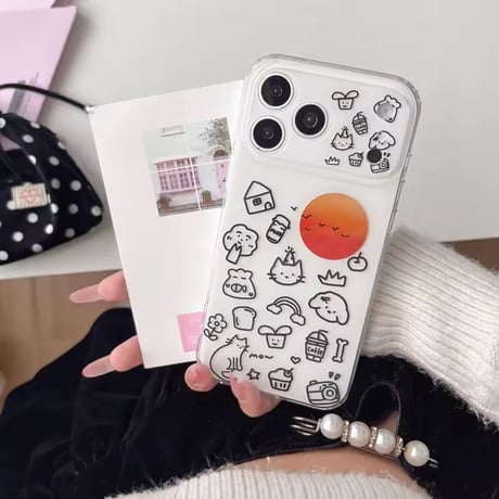 S75430 ゆるかわイラストサンセット iPhoneケース
