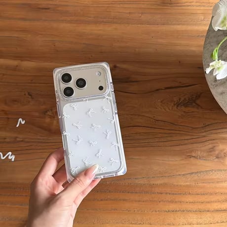 L62439 小さめリボン柄クリアiPhoneケース
