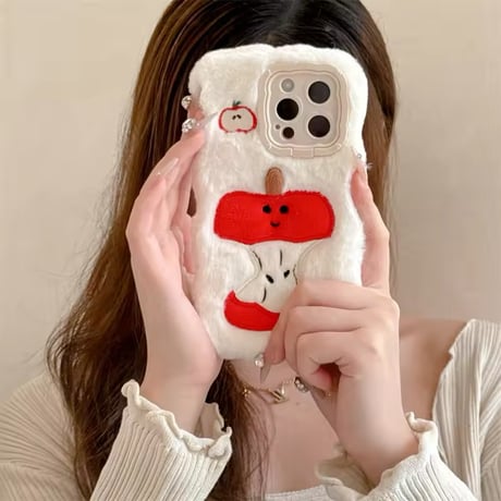K22623 アップルコアふわもこスタンドiPhoneケース