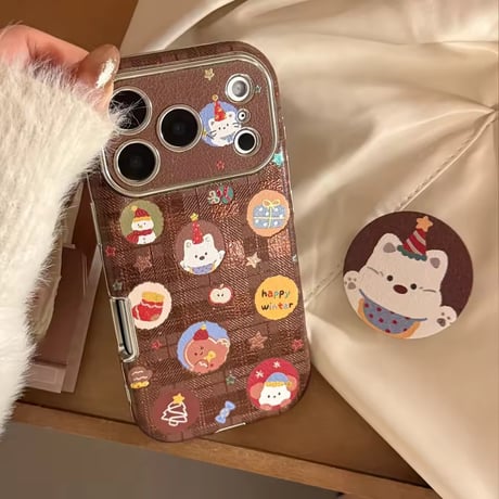 K23133 くまちゃんショコラ グリップ付きiPhoneケース