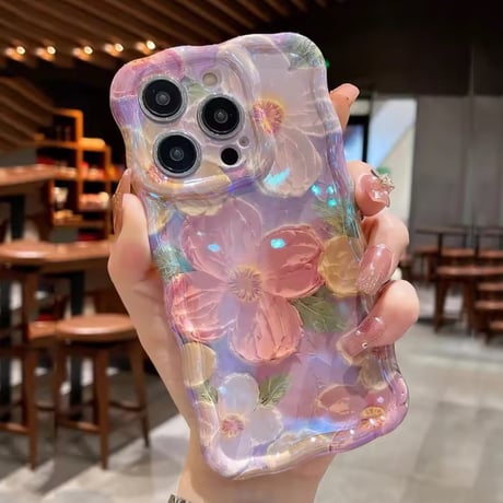 S74647 ゆらめく押し花風iPhoneケース