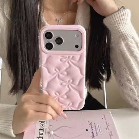 S75424 パフリボンシリコンiPhoneケース