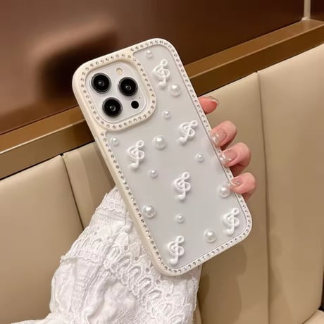 S74919 パール×ト音記号 ジュエリー iPhoneケース