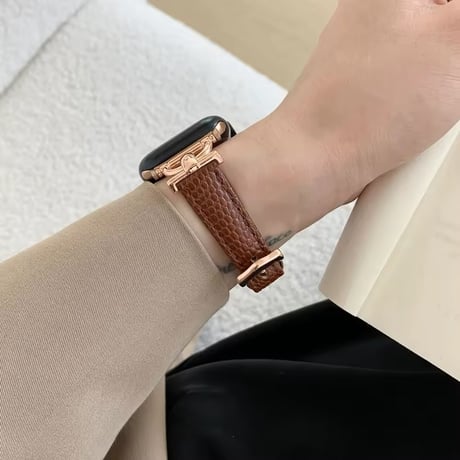 N00169 Hバックル付きレザーデザイン Apple Watchバンド