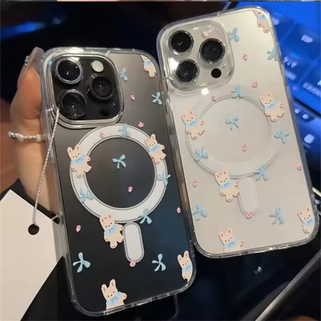 L62147 リボンうさぎのMagSafe対応iPhoneケース