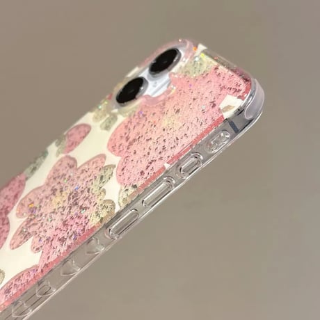 S74669 きらめきフラワーグリッターiPhoneケース