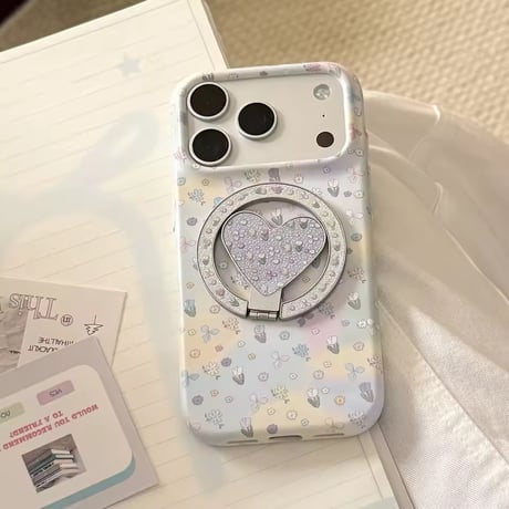 K23160 ハートリングフラワー MagSafeグリップ付きiPhoneケース