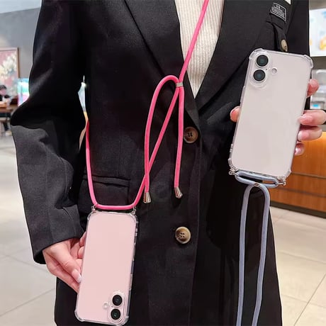 K22978 ショルダーストラップ付きクリア iPhoneケース