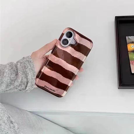 S75196 ブラウンストライプ iPhoneケース