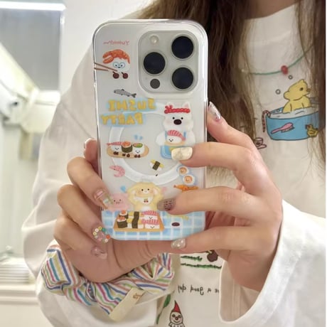 K22780 えびソケット付きすしパーティーiPhoneケース