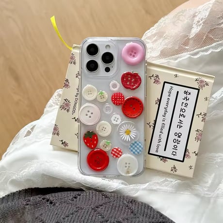 L62417 カラフルボタンコラージュiPhoneケース