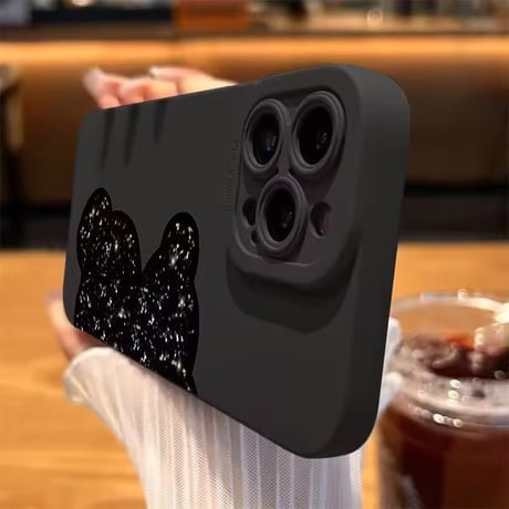 【即納商品】S74550 ブラックグリッターくまiPhoneケース