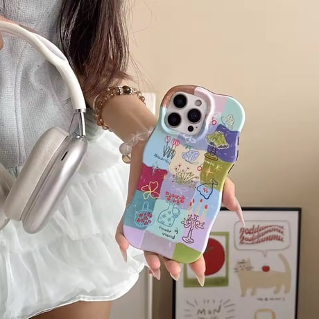S74883 カラフルアートパッチ iPhoneケース