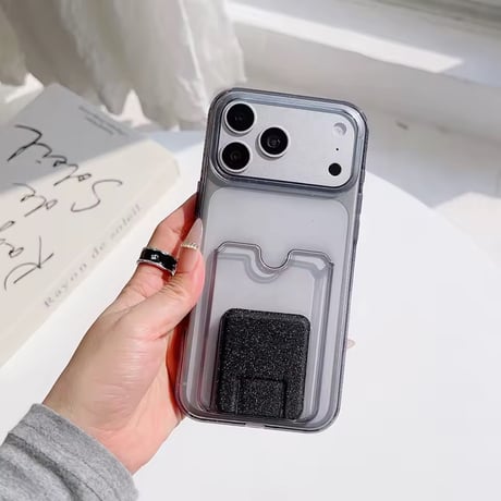 K23103 クリアカラー カード収納スタンドiPhoneケース