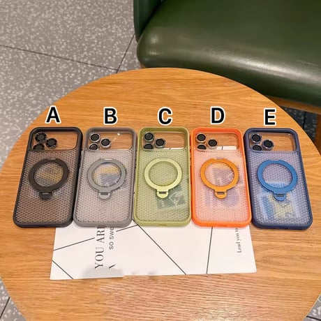 S75530 メッシュデザイン回転リング付きMagSafe対応iPhoneケース