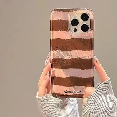 S75196 ブラウンストライプ iPhoneケース