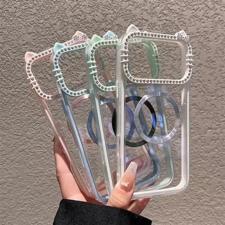 L62470 ねこみみビジュー MagSafe対応 iPhoneケース