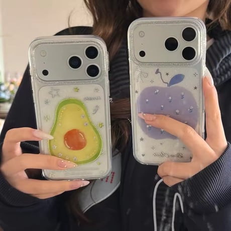 L62430 アボカド＆りんごキラキラクリアiPhoneケース