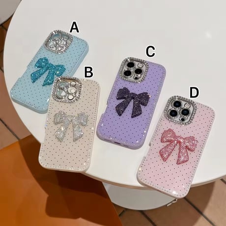 S74981 グリッターリボンドットiPhoneケース