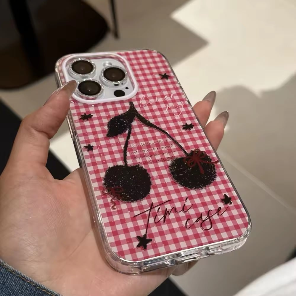S74598 ギンガムチェック×チェリーのiPhoneケース | nanomita