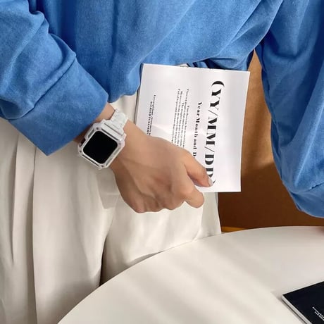 N00065 クリアチェーン＆ホワイトタフのApplewatchベルト